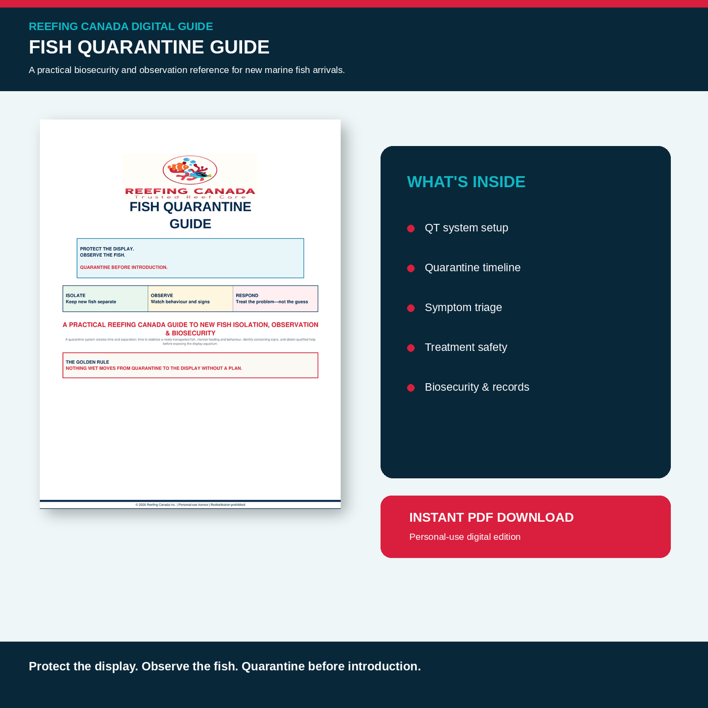 Reef Tank Fish Quarantine Guide | Digital PDF